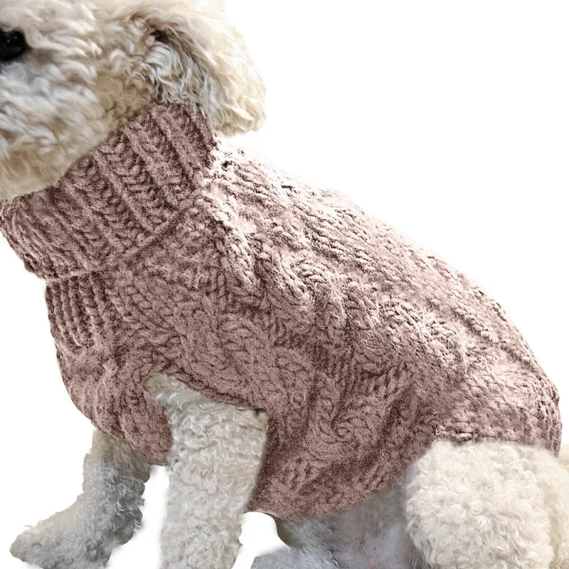 Soft High Collar Sweater for Dogs & Cats - Solid Color Winter Fashion - Chihuahua & Kitten Friendly