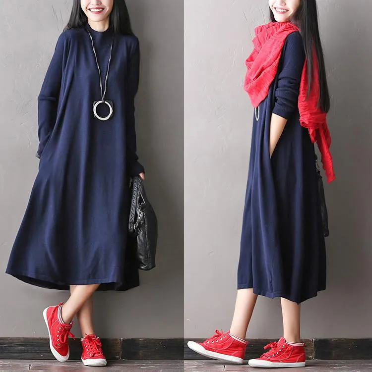 Soft Loose Casual Wool Long Dresses Women Clothes