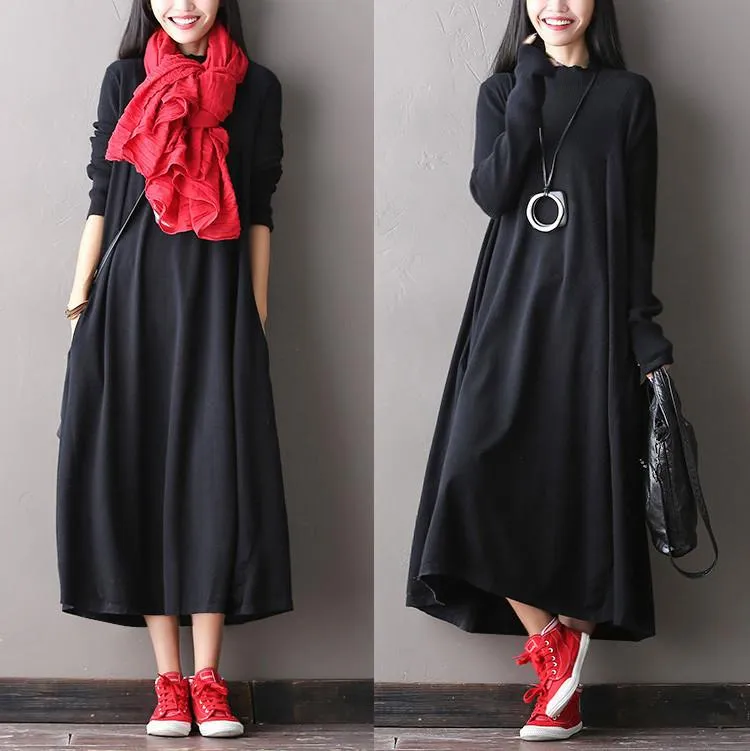 Soft Loose Casual Wool Long Dresses Women Clothes