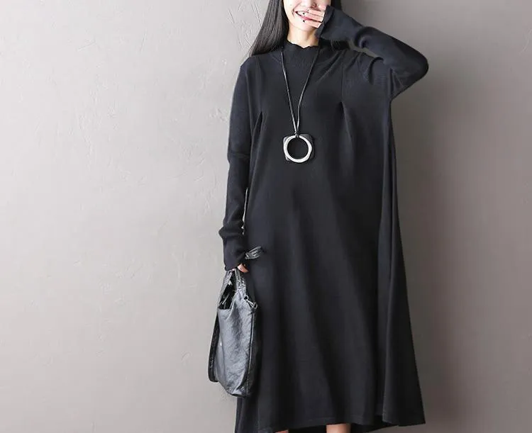 Soft Loose Casual Wool Long Dresses Women Clothes