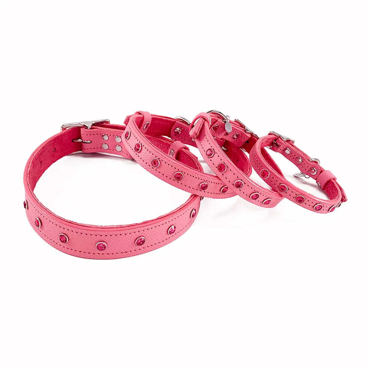 Spring Rhinestone Leather Dog Collar Strawberry Ice