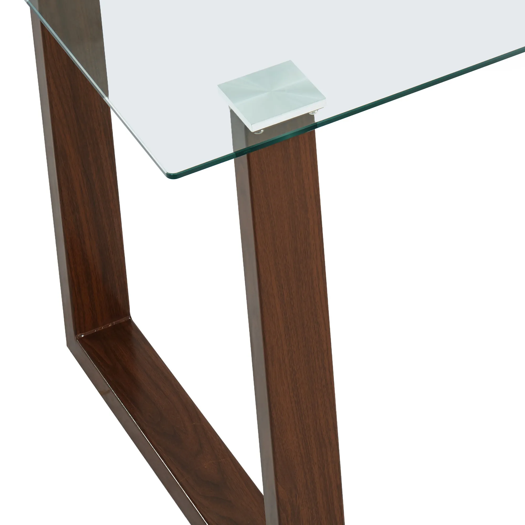 Square Glass Dining Table Franco Walnut