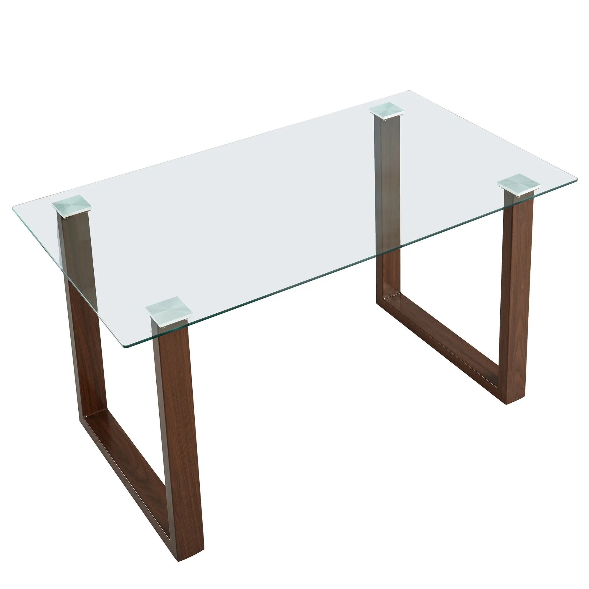 Square Glass Dining Table Franco Walnut