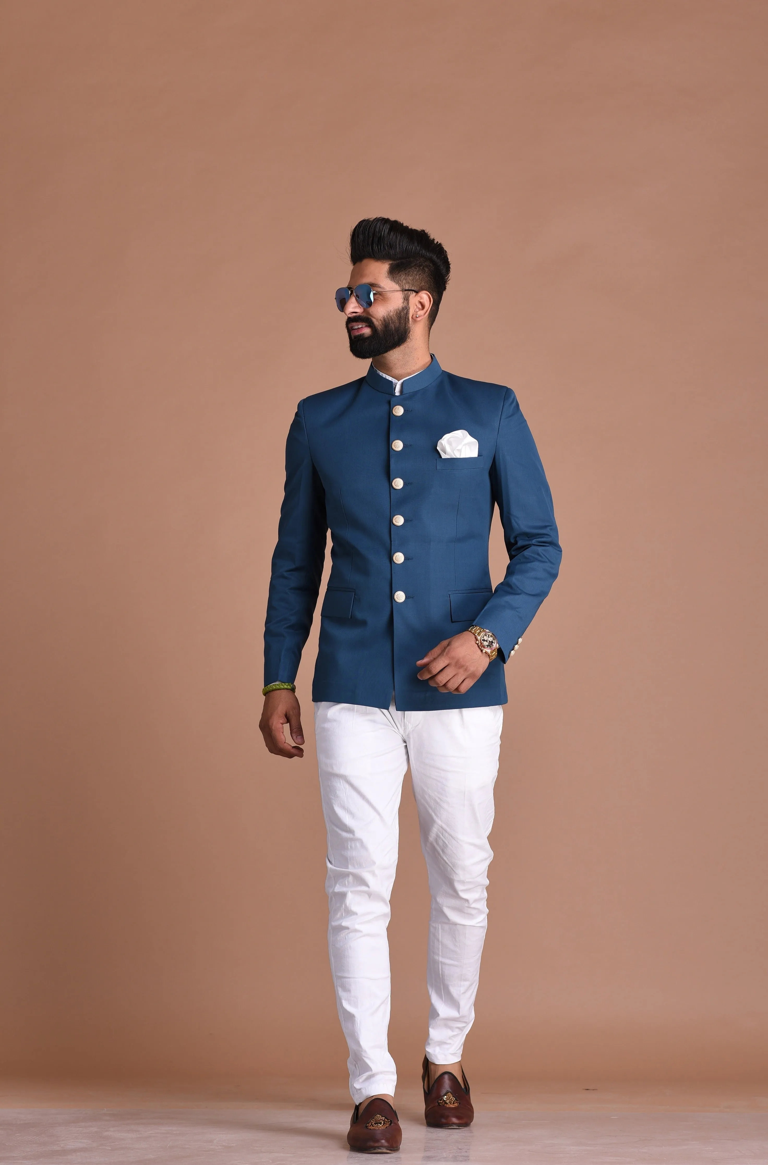 Stunning Teal Blue Jodhpuri Bandhgala with White Trouser | Terry Rayon| Wedding Functions | Perfect for formal Party Wear