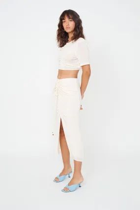 Suboo The Liz Rouched Midi Skirt - Cream