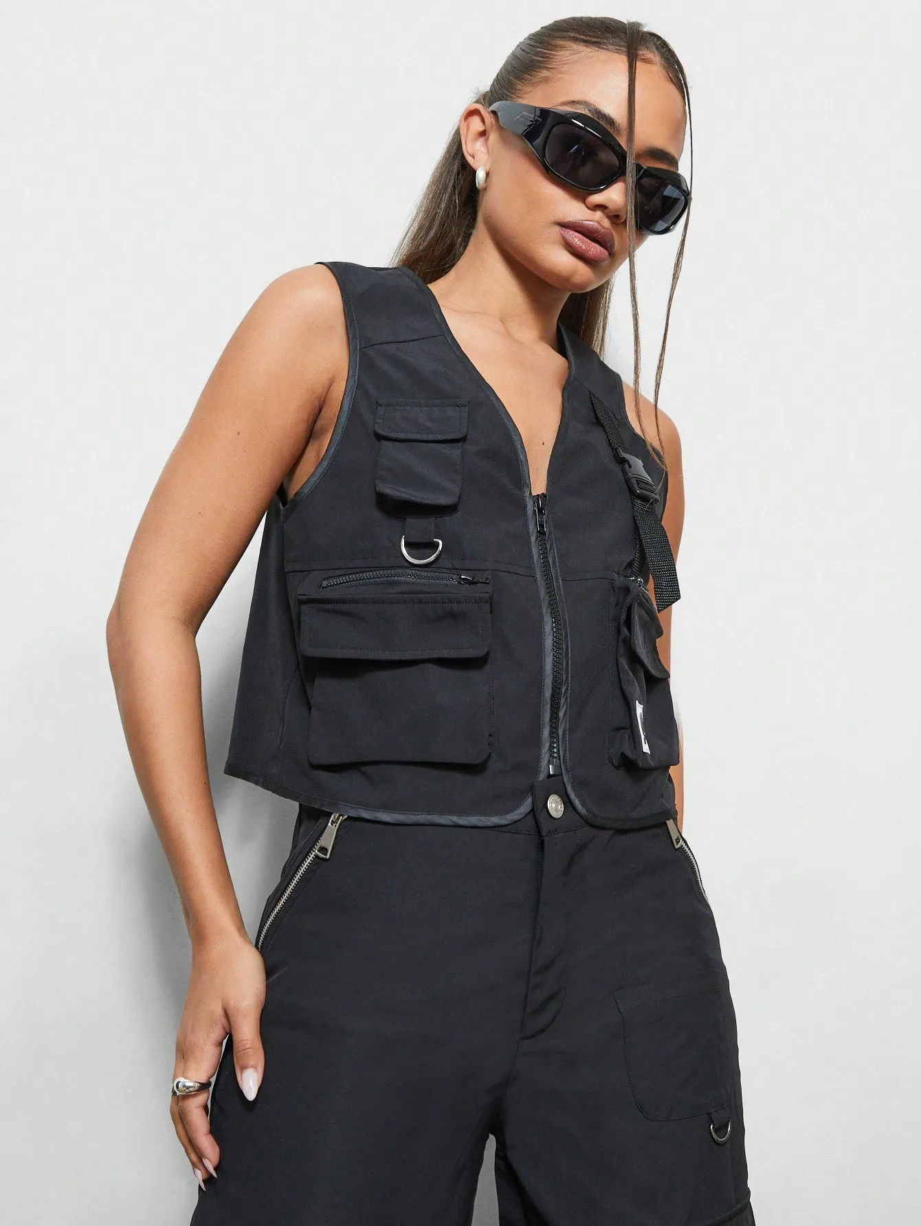 SUMWON X WOMEN Utility Nylon Zip Through Gilet