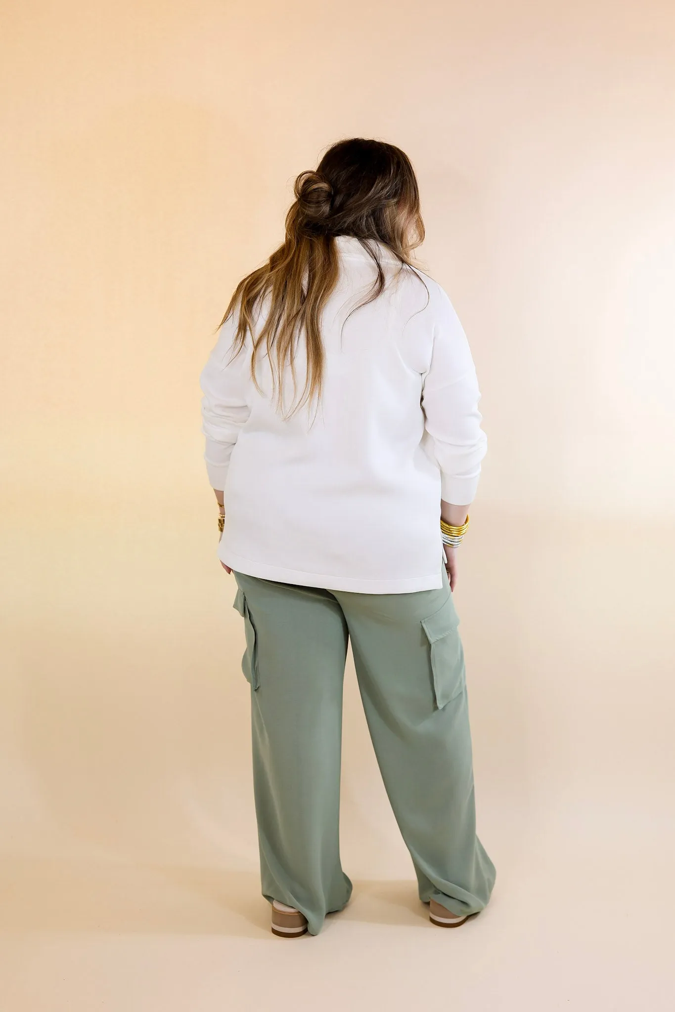 Sunday Stroll Wide Leg Cargo Pant in Sage Green