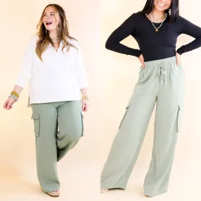 Sunday Stroll Wide Leg Cargo Pant in Sage Green