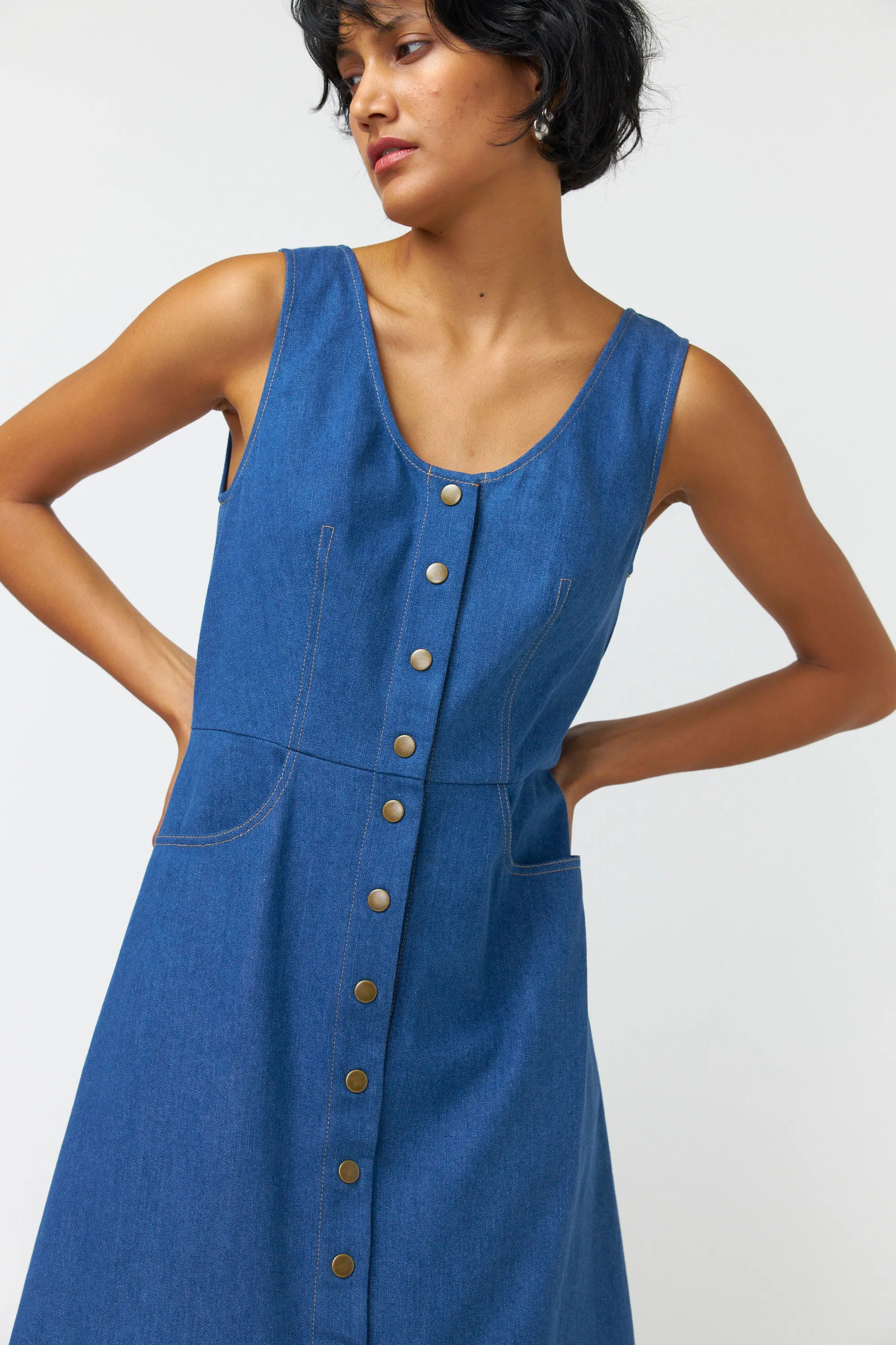 Sylvester Denim Dress - Mid Blue Indigo