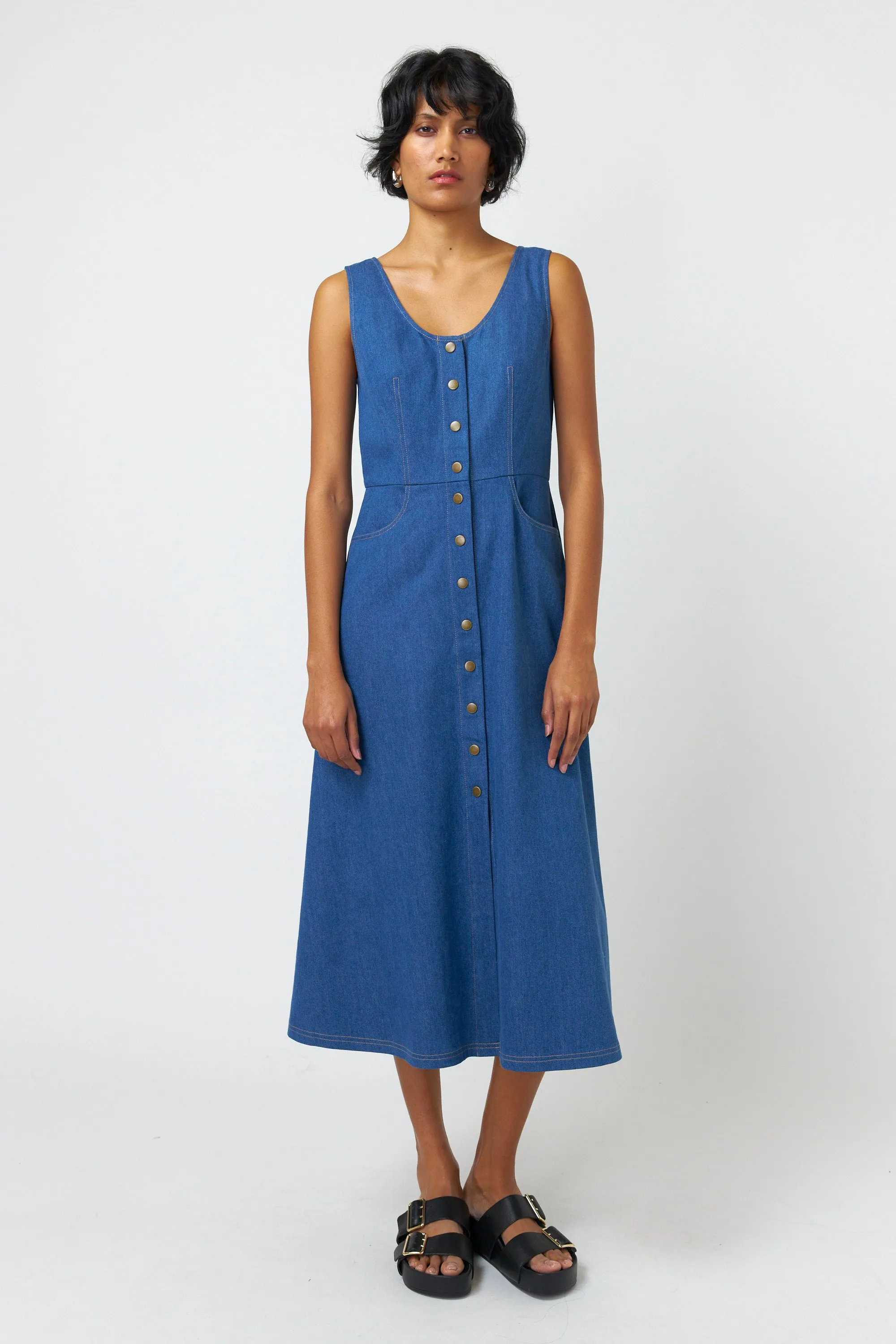 Sylvester Denim Dress - Mid Blue Indigo