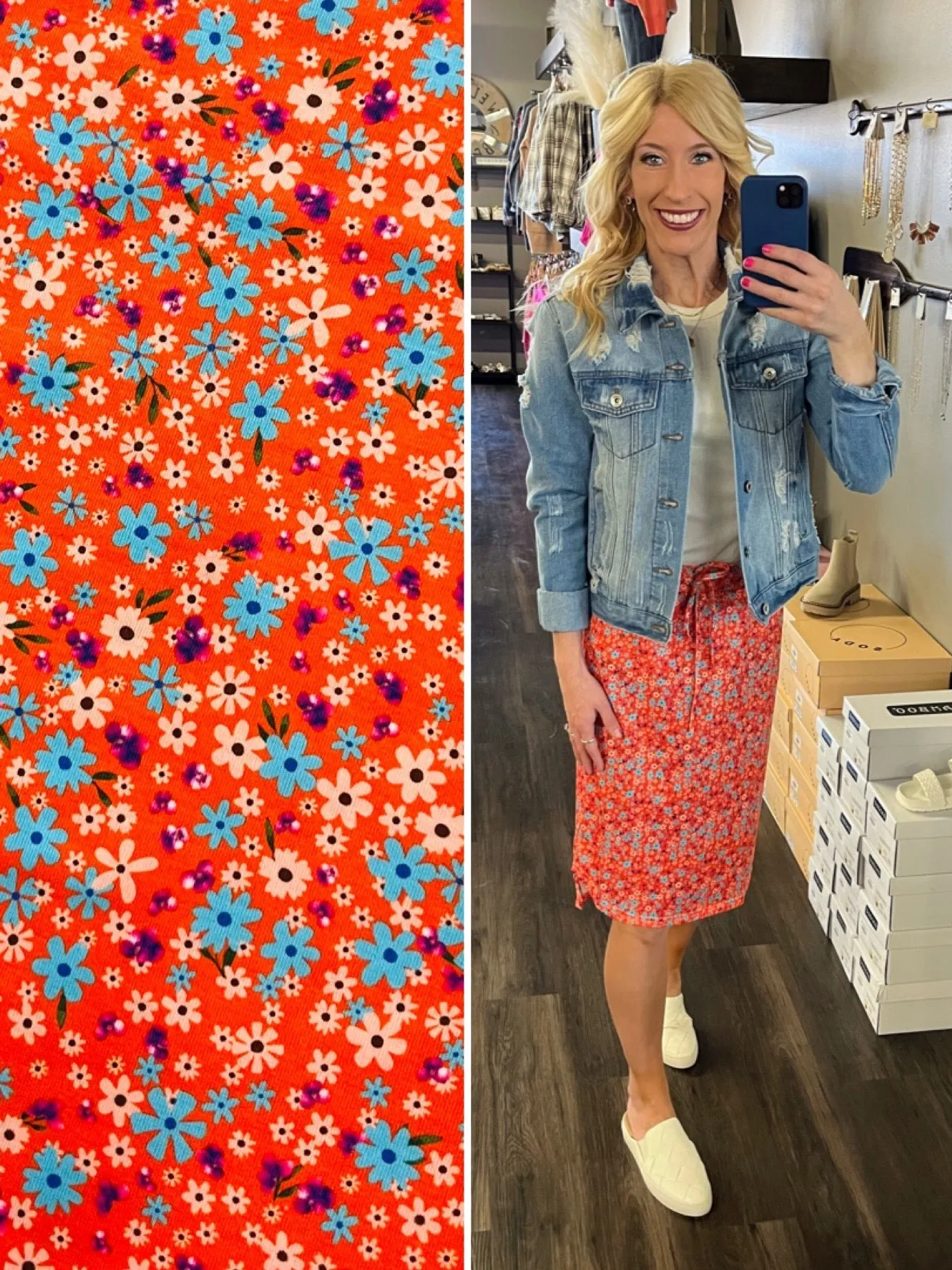 Tae Midi Skirt - Orange Floral