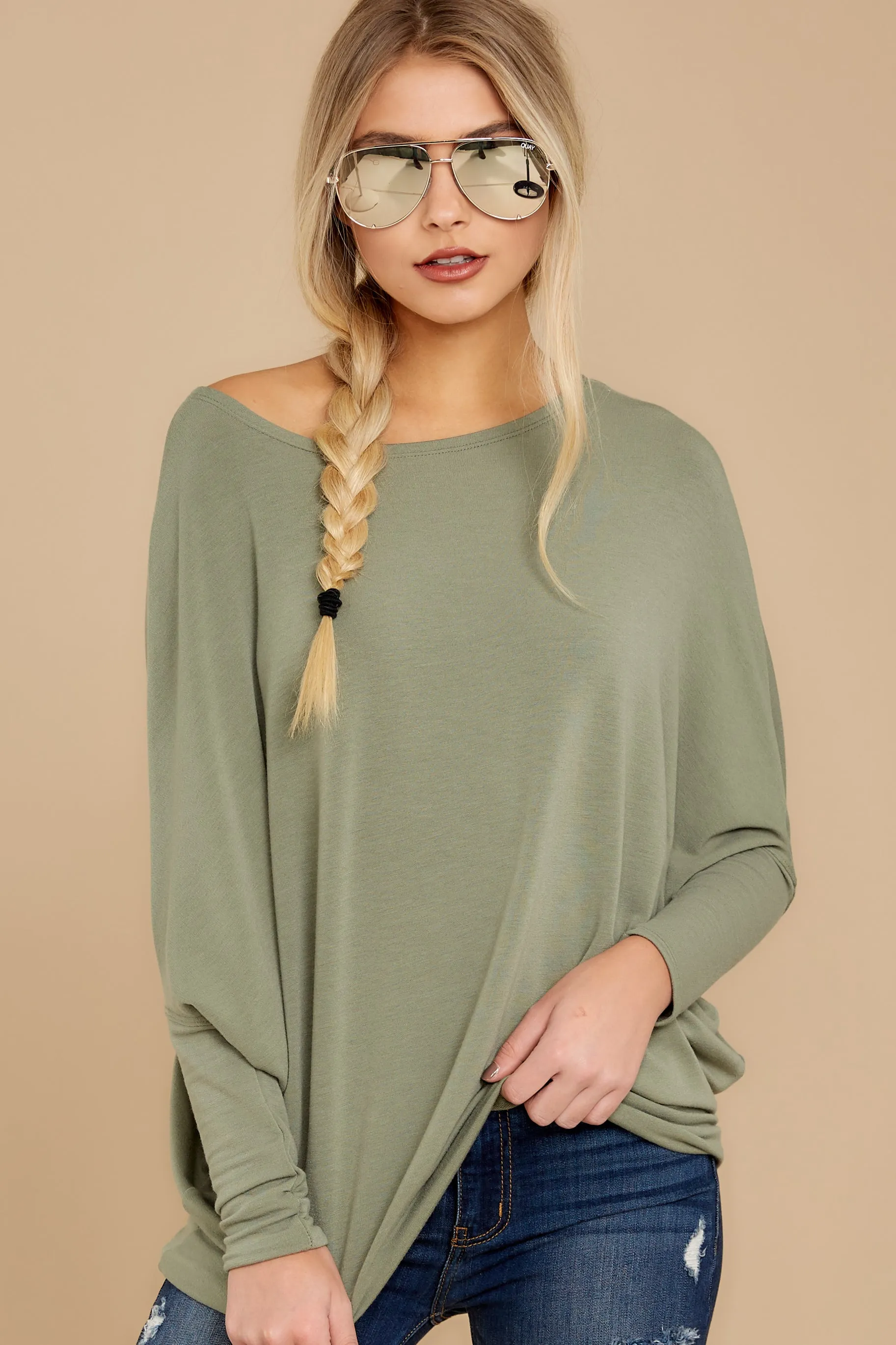 Take The Long Road Olive Green Top