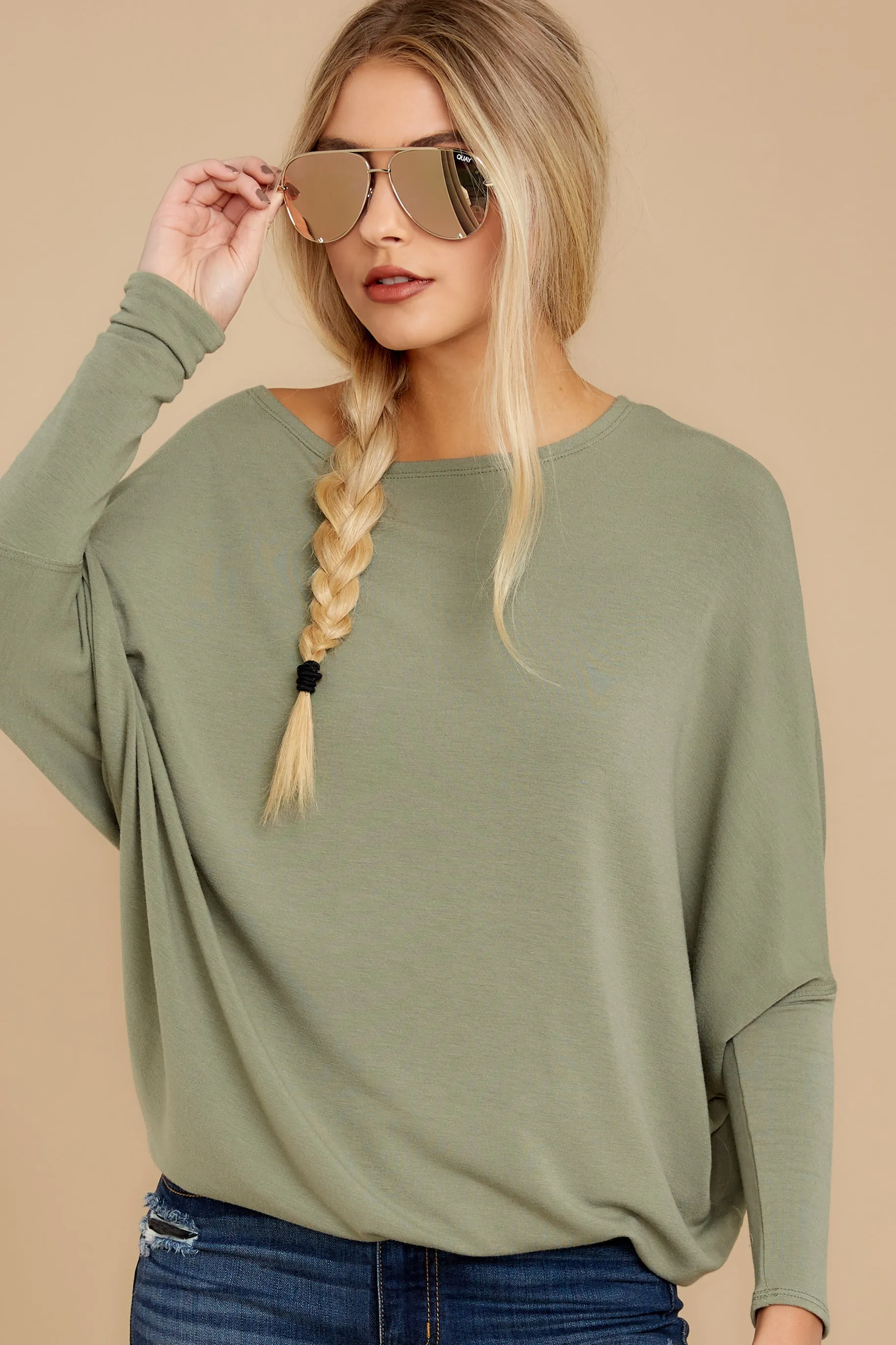 Take The Long Road Olive Green Top