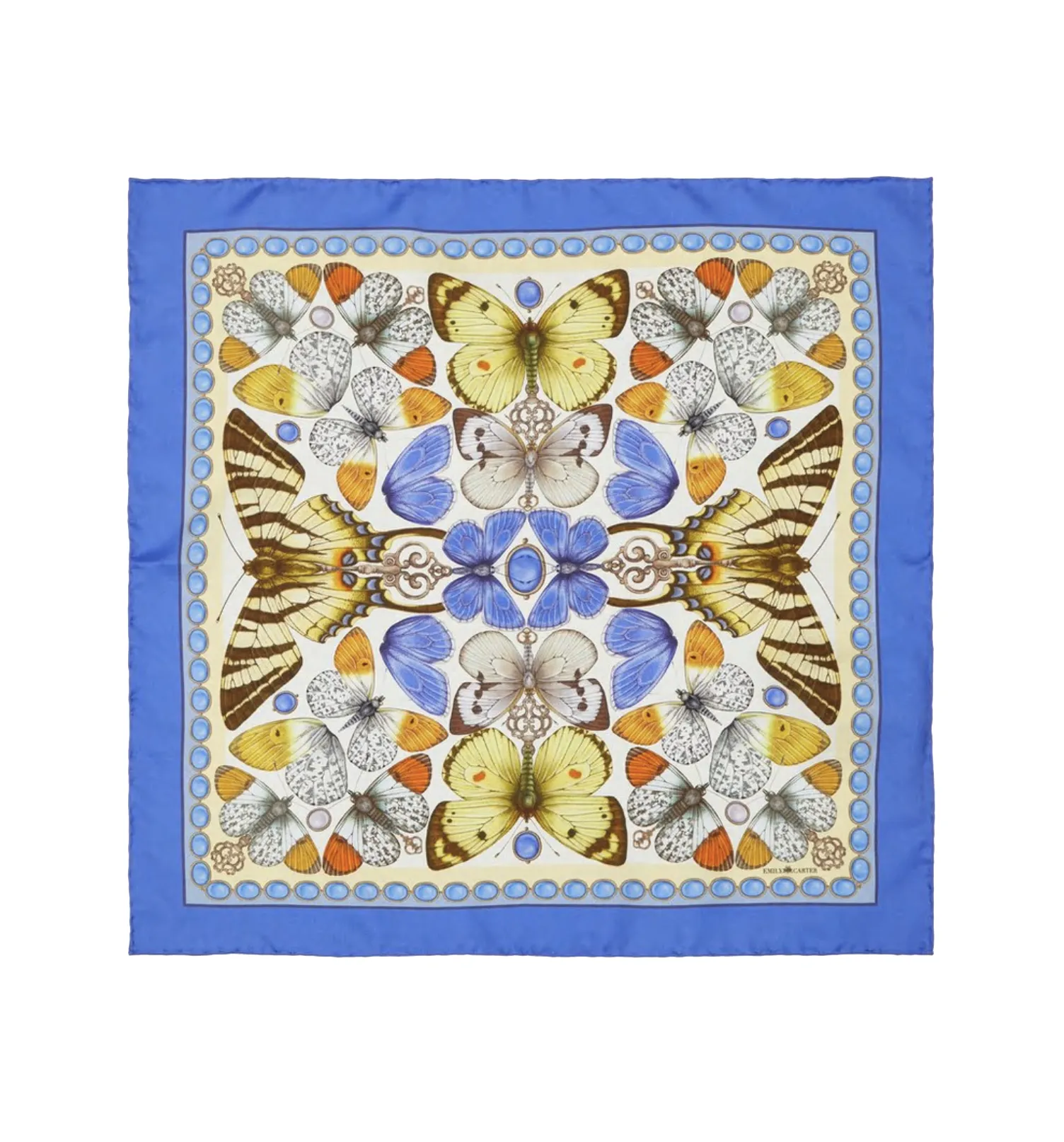 The British Butterfly Silk Scarf - Lemon | 90x90cm [Preorder]