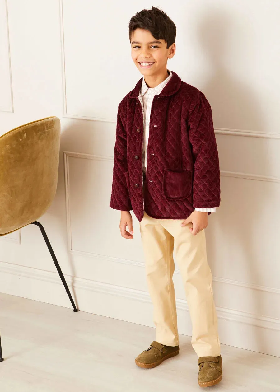 The Corduroy Burgundy Quilted Jacket Boy Look