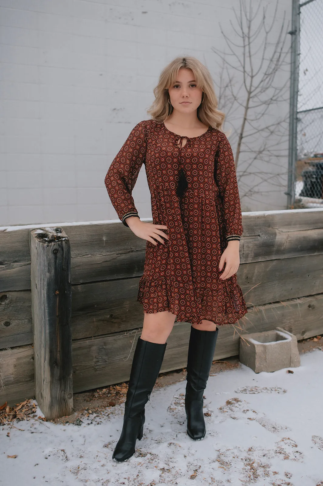 The Ninette Short Dress - Geo Tile - PLUS