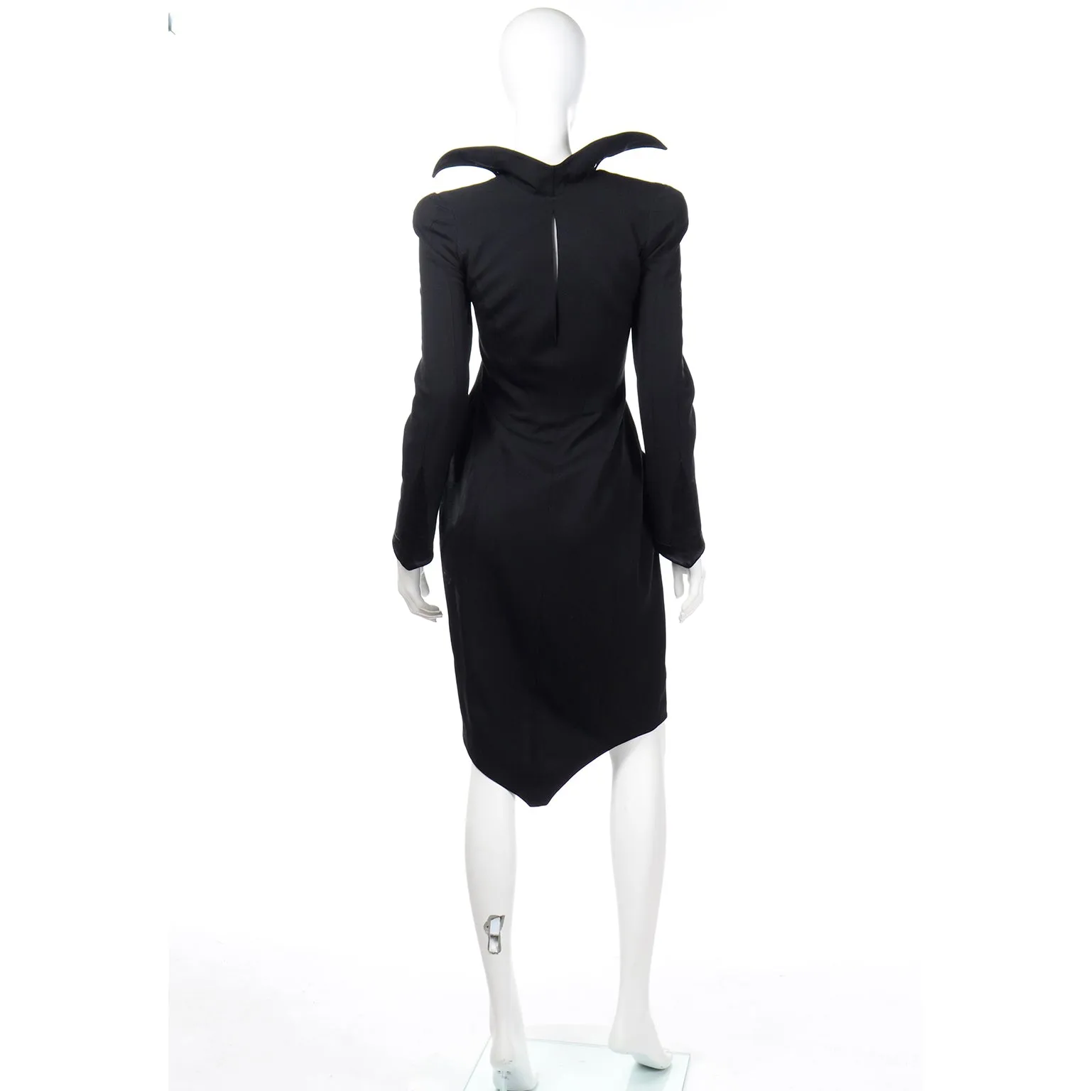 Thierry Mugler Vintage Black Evening Dress or Coat W Stand Up Collar