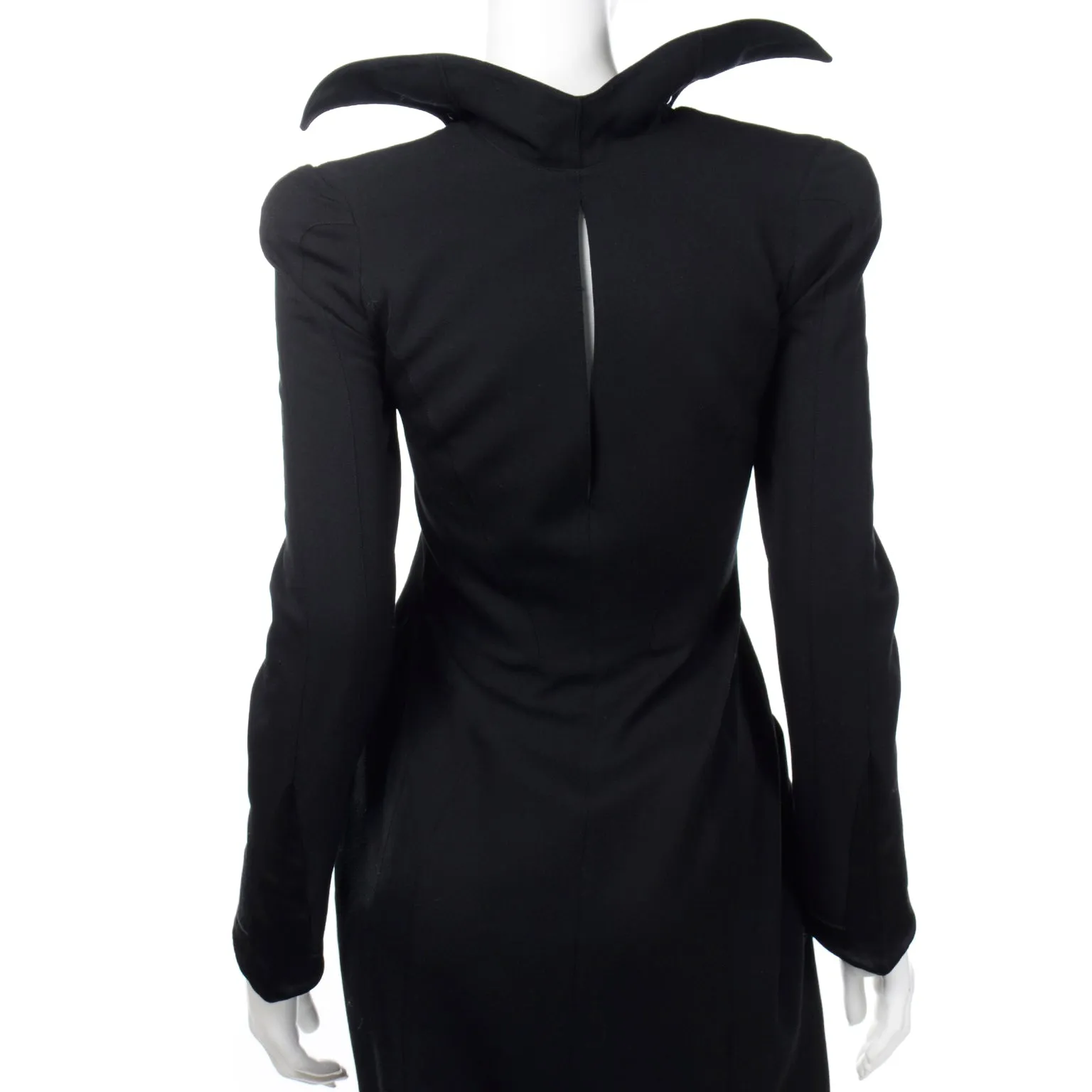 Thierry Mugler Vintage Black Evening Dress or Coat W Stand Up Collar