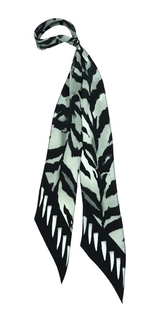 Tiger Super Skinny Silk Scarf (Silver)