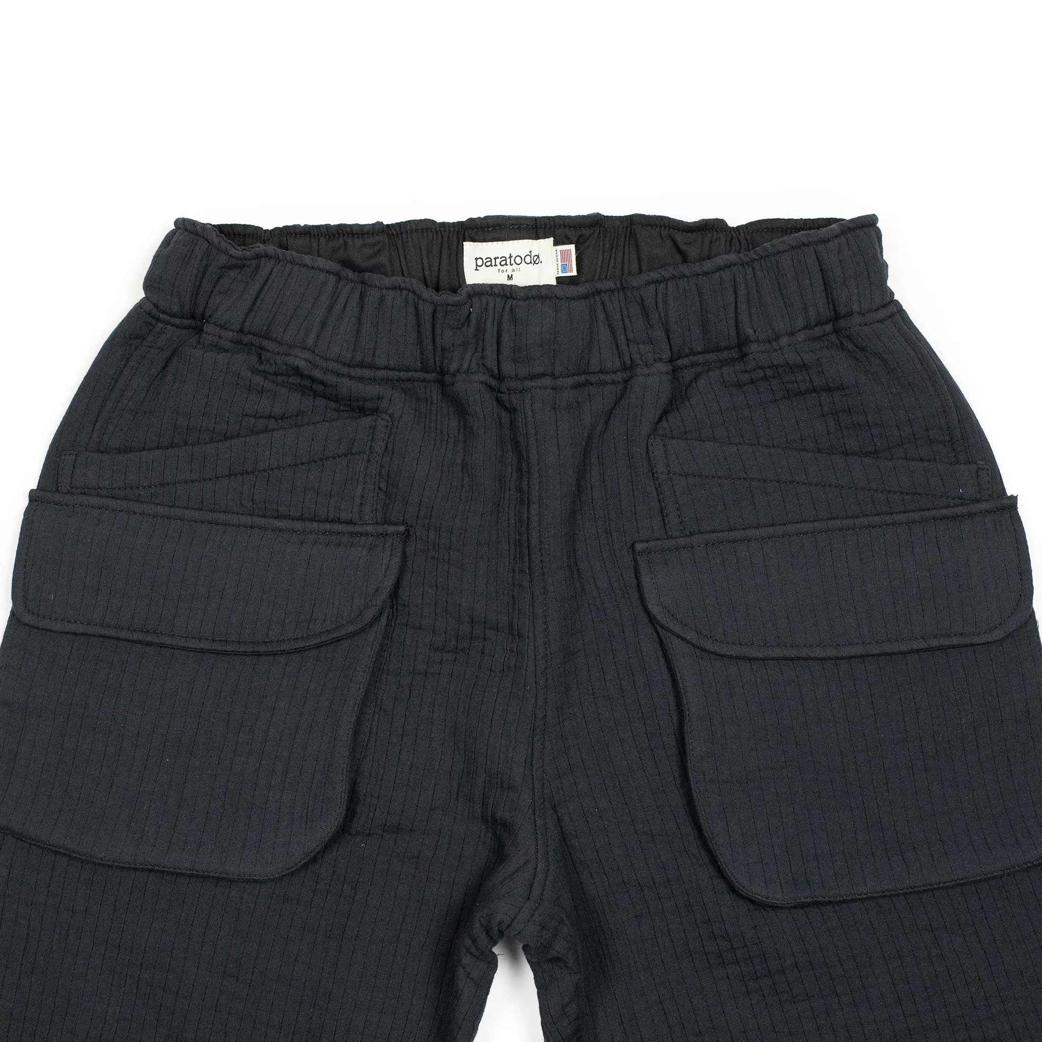 Tundra trousers in black double weave quilted cotton