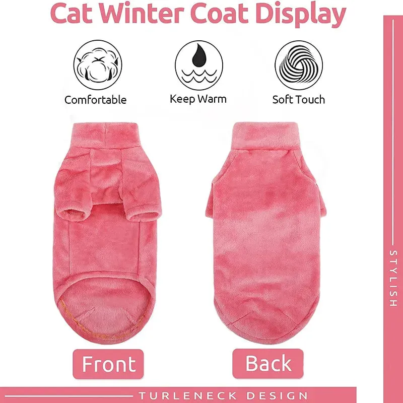 Turtleneck Cat Sweater Coat - Winter Warm Fluffy Pullover for Hairless Cats and Small Dogs