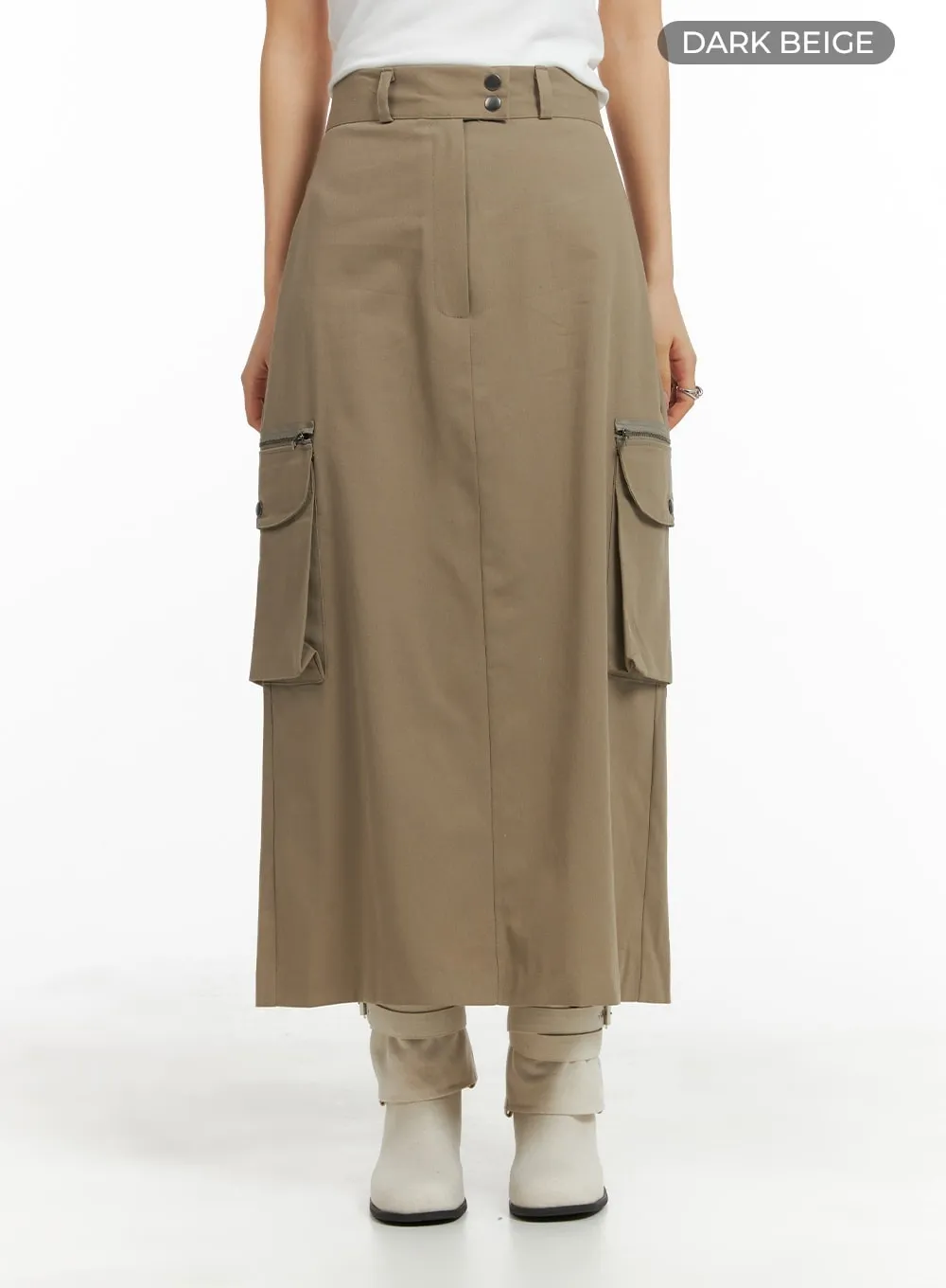 Two-Button Cargo Maxi Skirt CM422