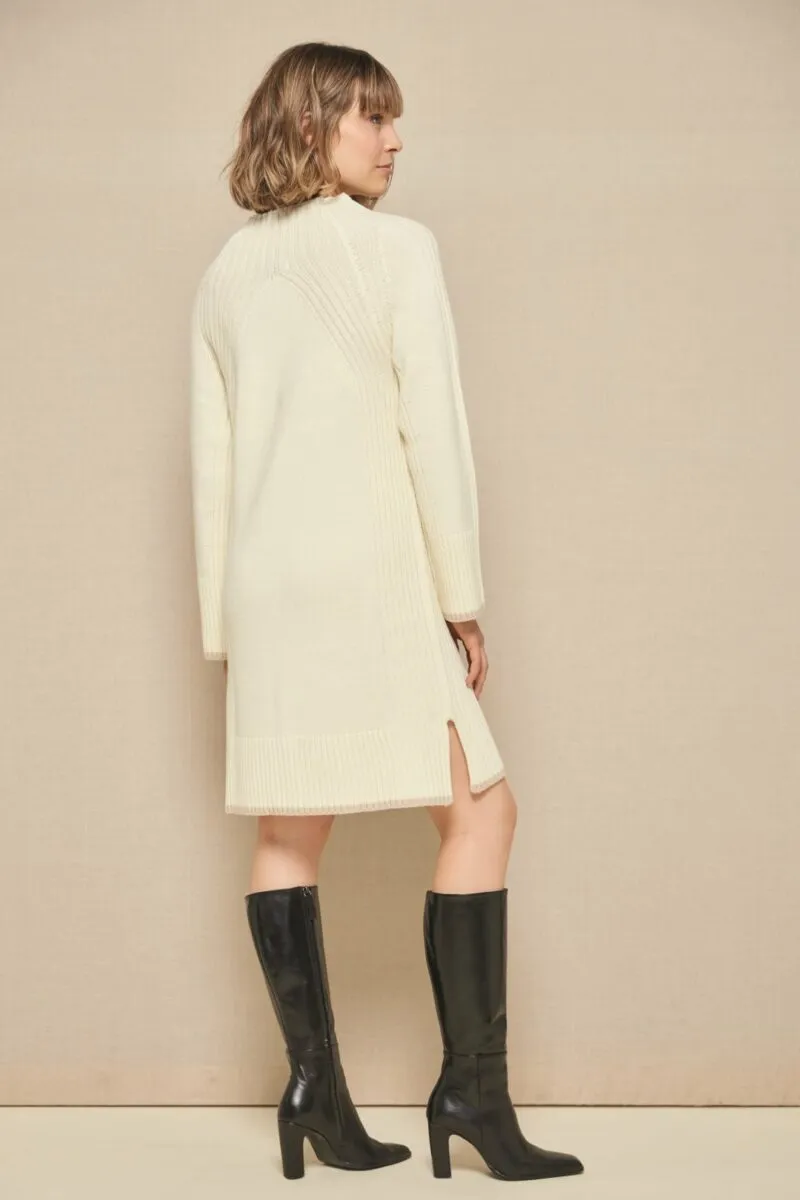 Van Dos Ecru Knitted Sweater Dress