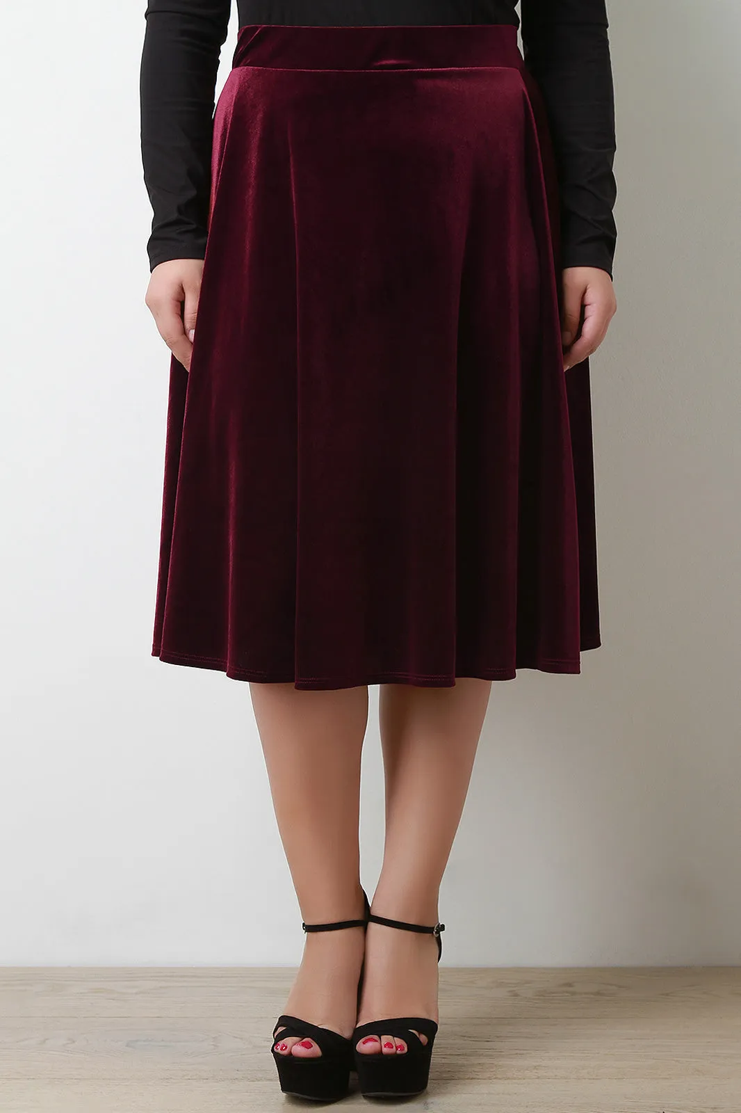 Velvet A-Line Midi Skirt