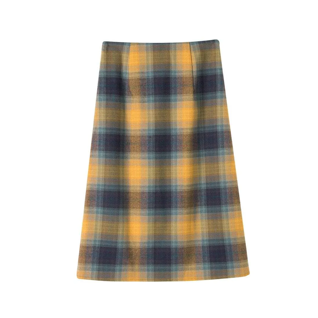 Vintage Aesthetic Plaid High Waist Straight Midi Skirt