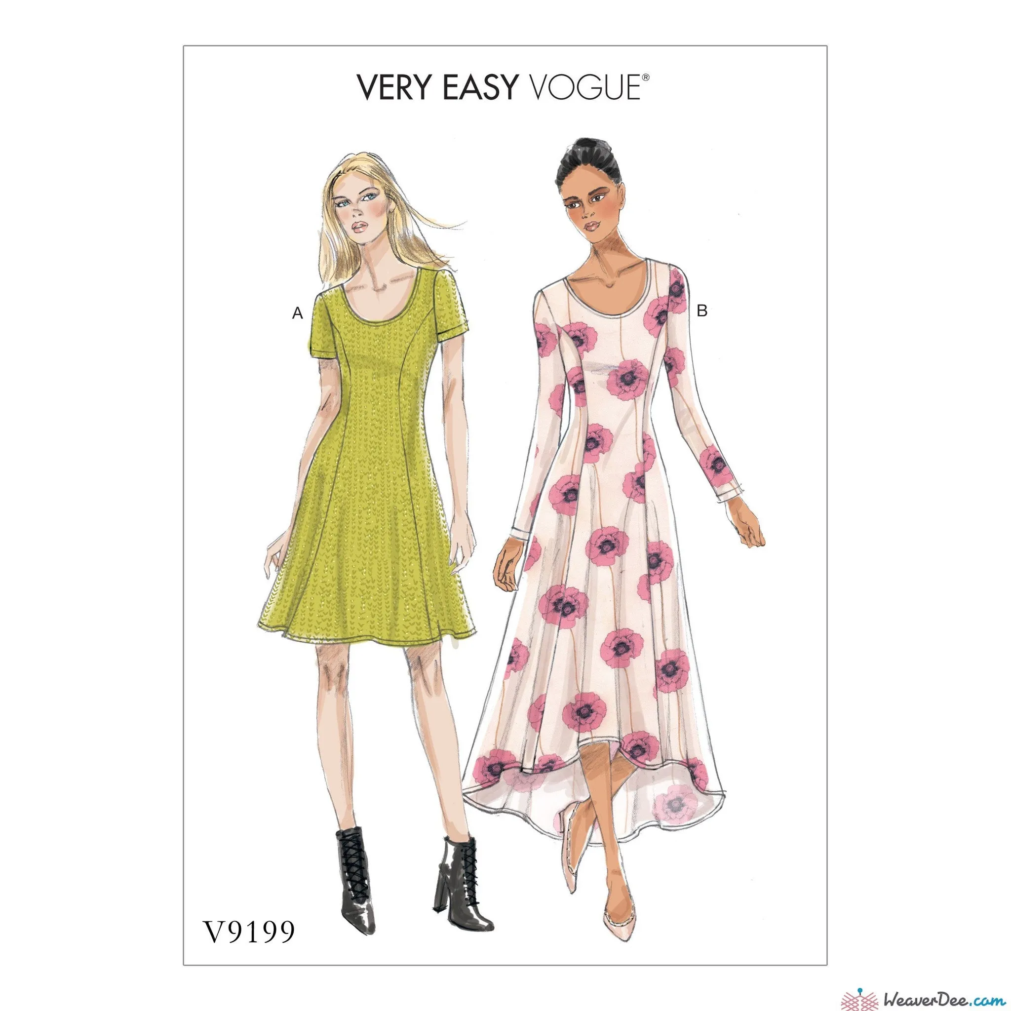 Vogue Pattern V9199 Misses' Knit Fit & Flare Dresses