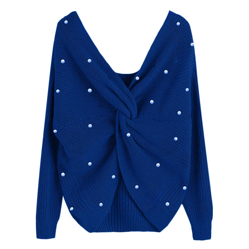 Wholesale long sleeve pullover back cross  knitting sweater（CL9753）