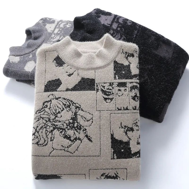 Winter Wool Knitted Oversized Anime Sweater