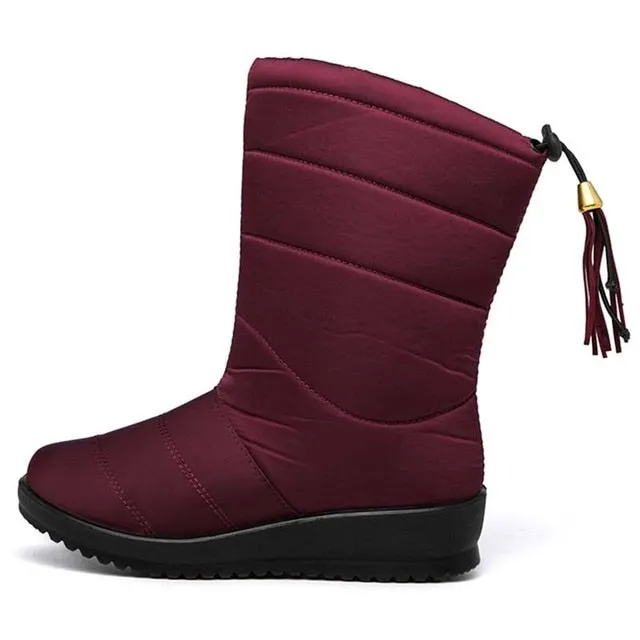 Women Mid-Calf Winter Snow Anti-Slip Fur Lined Waterproof Boots