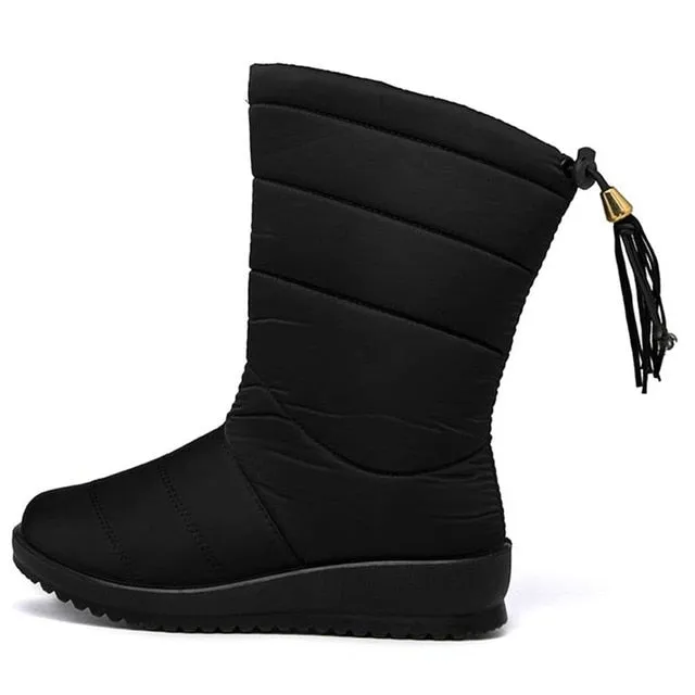 Women Mid-Calf Winter Snow Anti-Slip Fur Lined Waterproof Boots