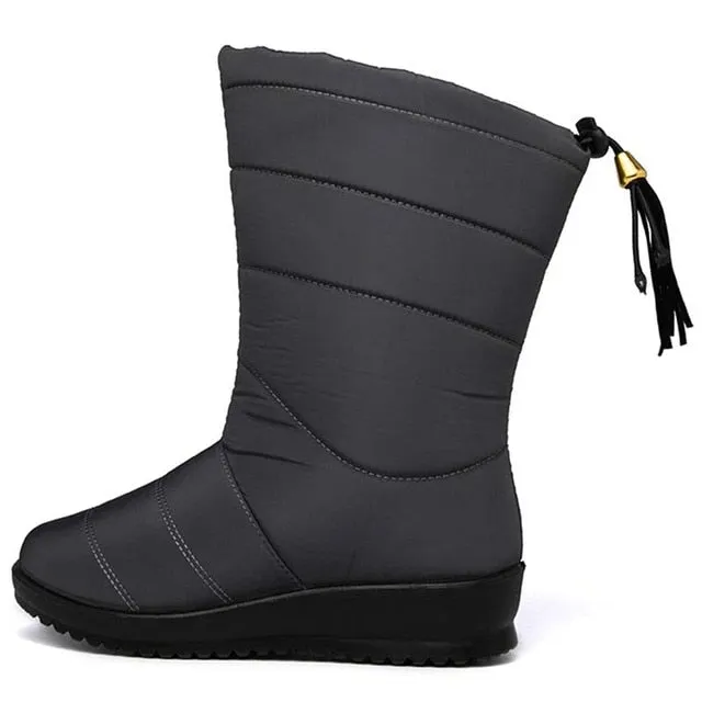 Women Mid-Calf Winter Snow Anti-Slip Fur Lined Waterproof Boots