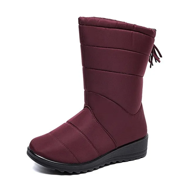 Women Mid-Calf Winter Snow Anti-Slip Fur Lined Waterproof Boots