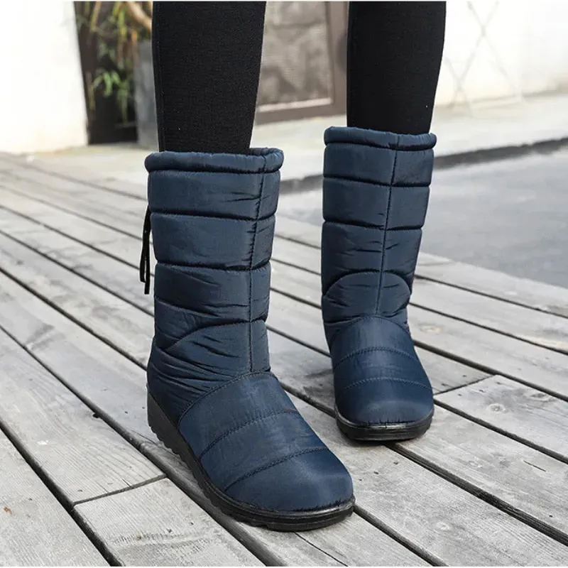 Women Mid-Calf Winter Snow Anti-Slip Fur Lined Waterproof Boots