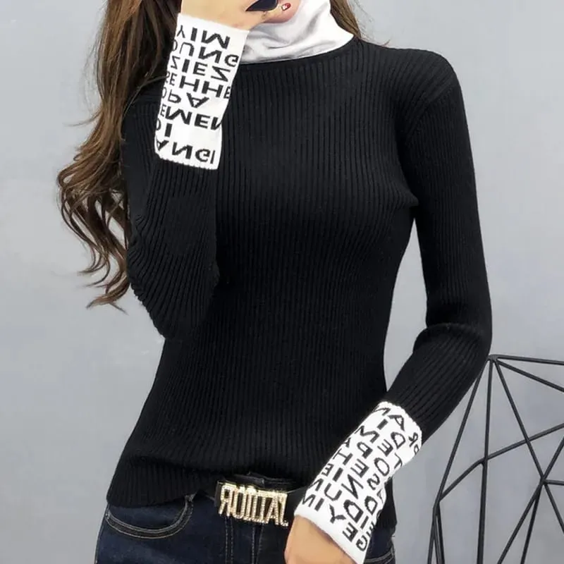 Women Sweaters And Pullovers Turtleneck Slim Sweaters Ladies Knitted