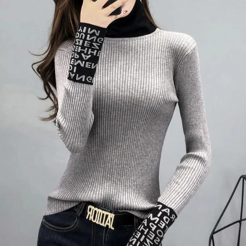 Women Sweaters And Pullovers Turtleneck Slim Sweaters Ladies Knitted