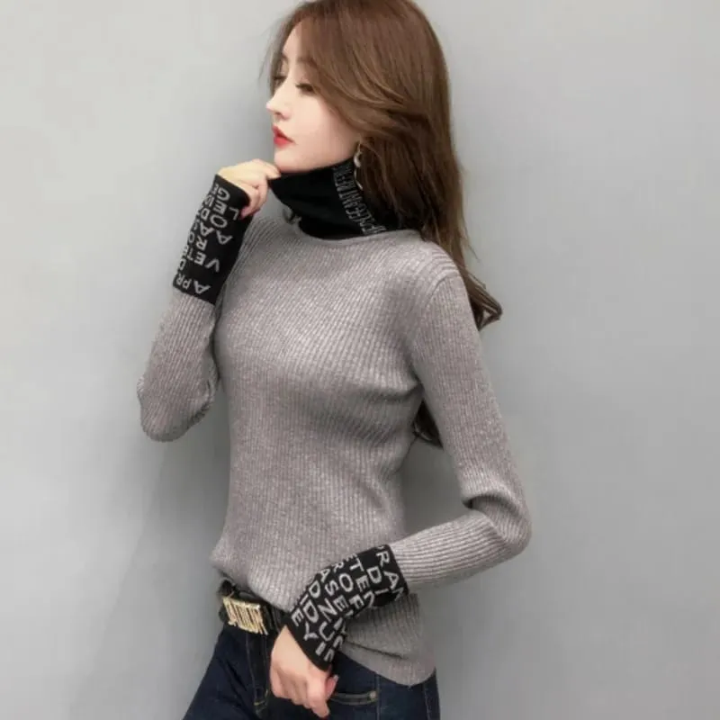 Women Sweaters And Pullovers Turtleneck Slim Sweaters Ladies Knitted