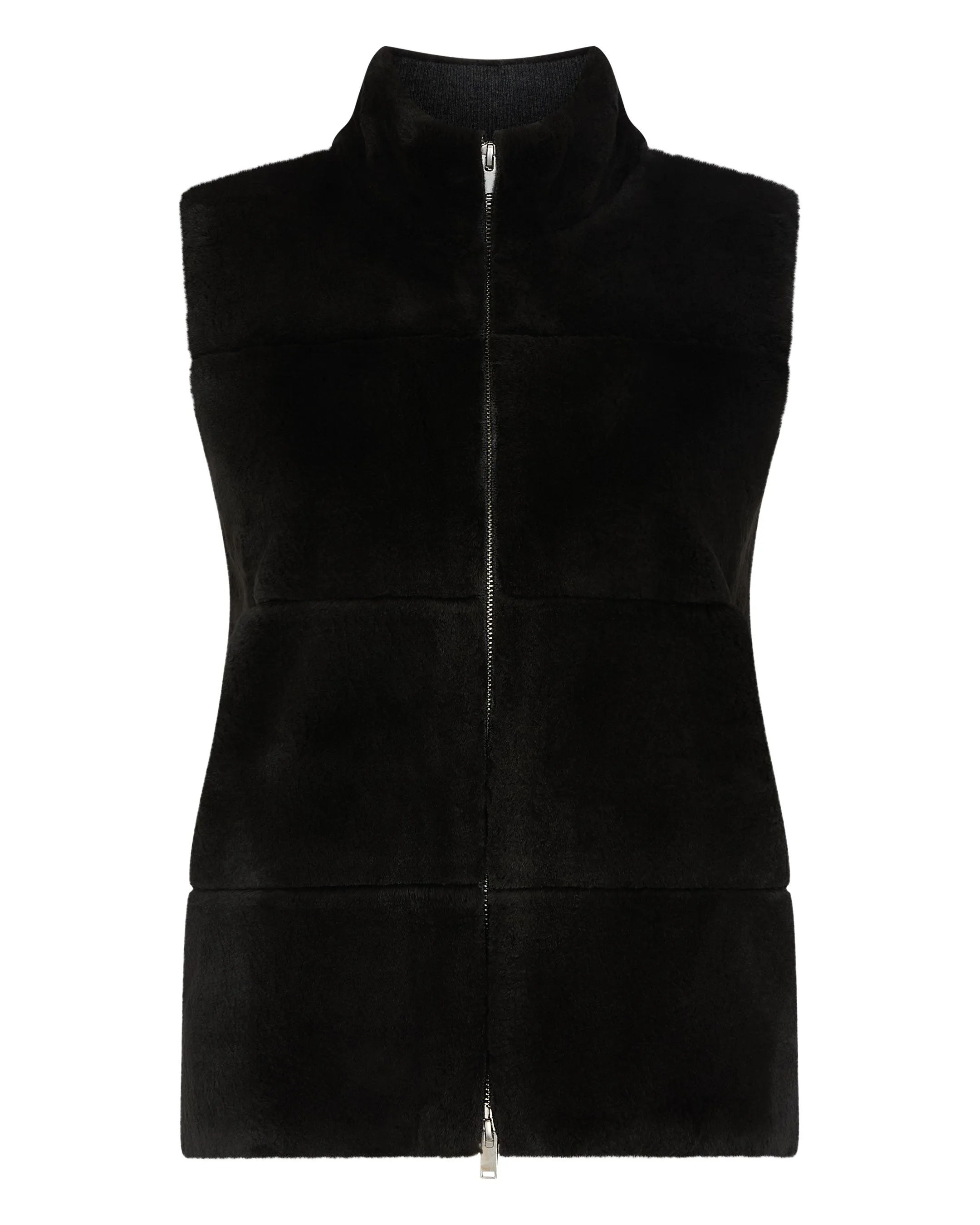 Women's Fur Trim Cashmere Gilet Dark Charcoal Grey