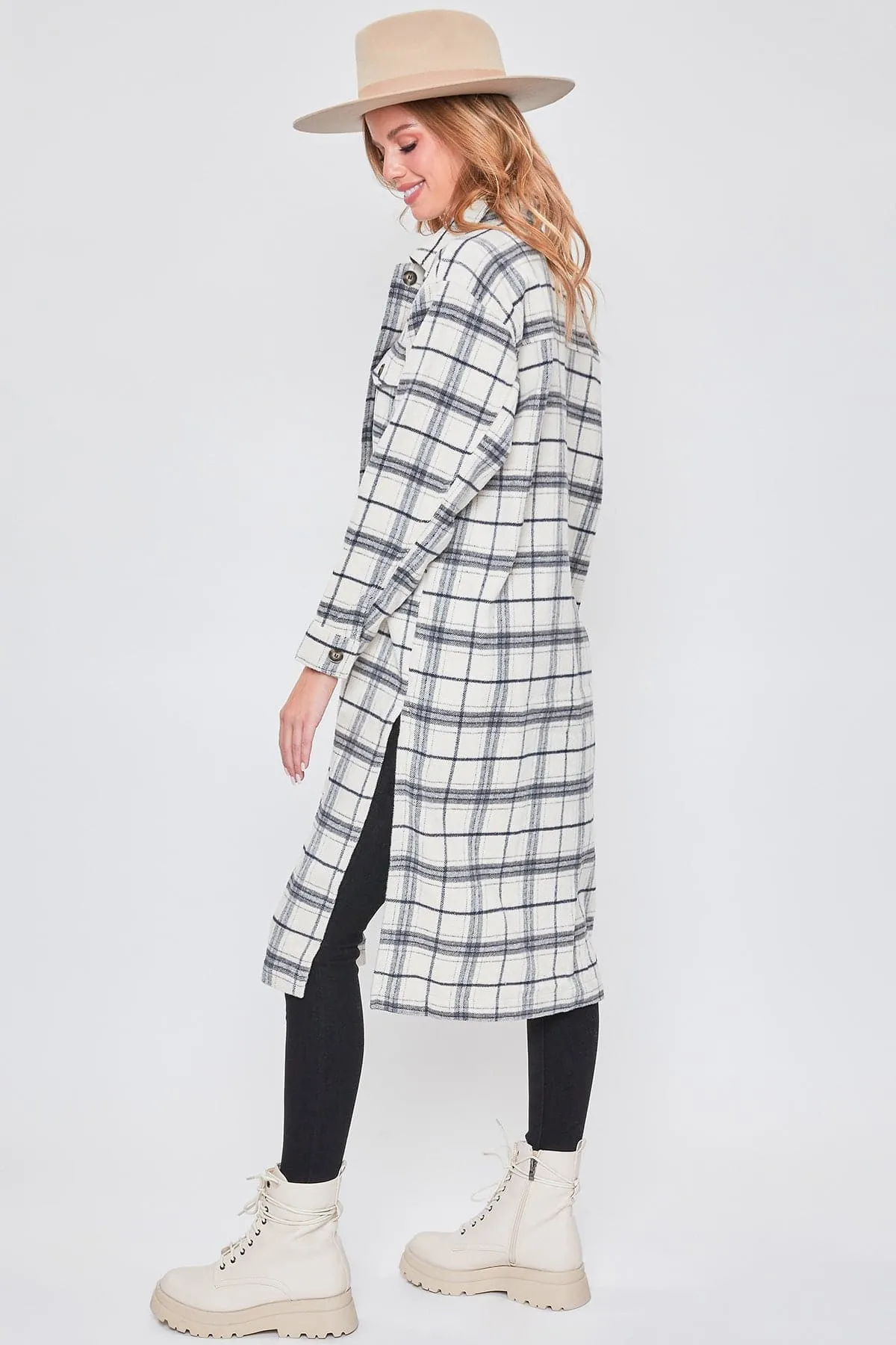 Women's Plaid Shacket Long Duster