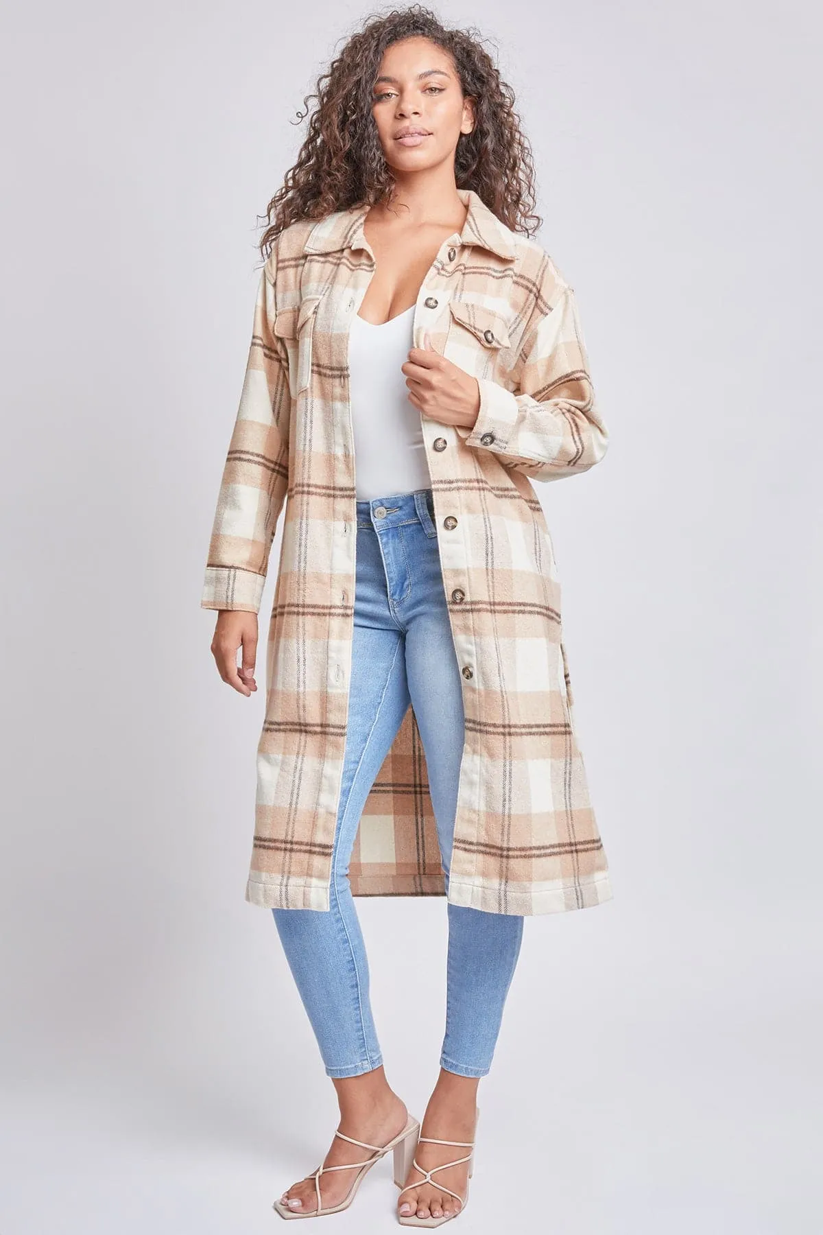 Women's Plaid Shacket Long Duster