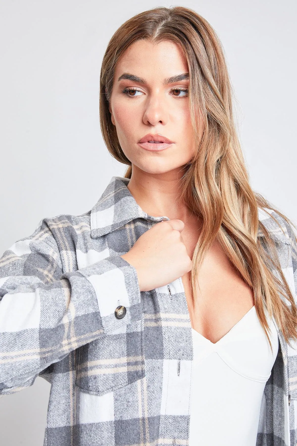 Women's Plaid Shacket Long Duster