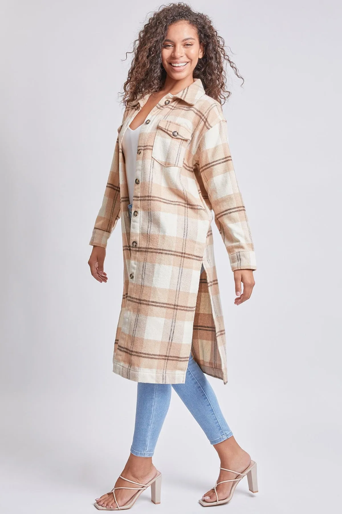 Women's Plaid Shacket Long Duster