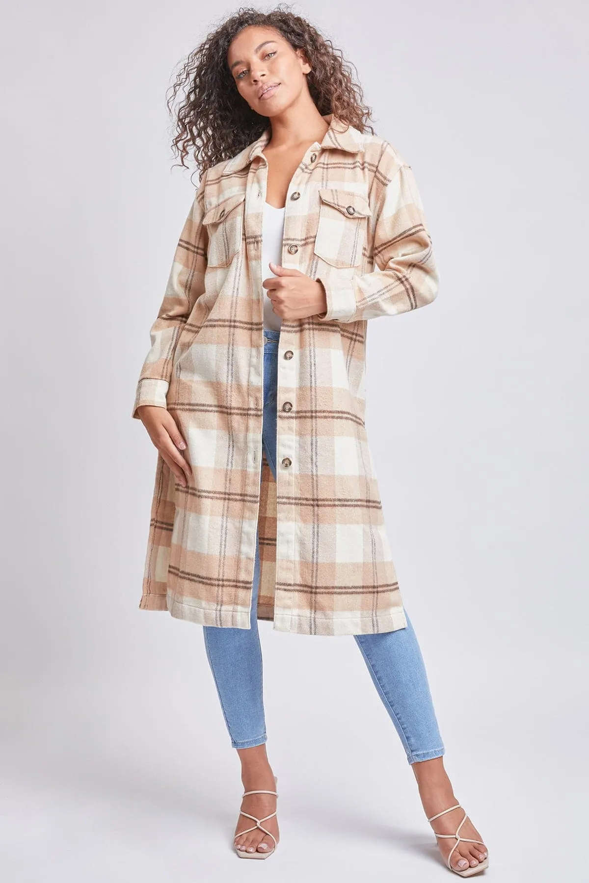 Women's Plaid Shacket Long Duster