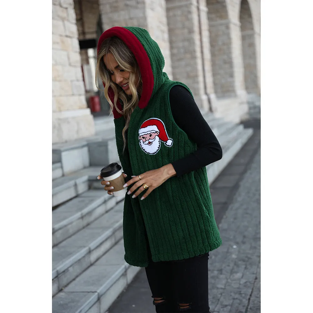 Women's Plush Christmas Ugly Hooded Sweater | Santa Sweater Jacket | Womens Long Jumpers