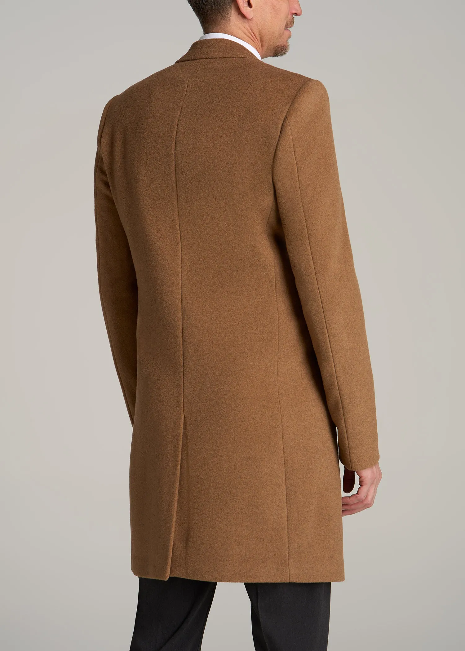 Wool Coat for Tall Men in Camel