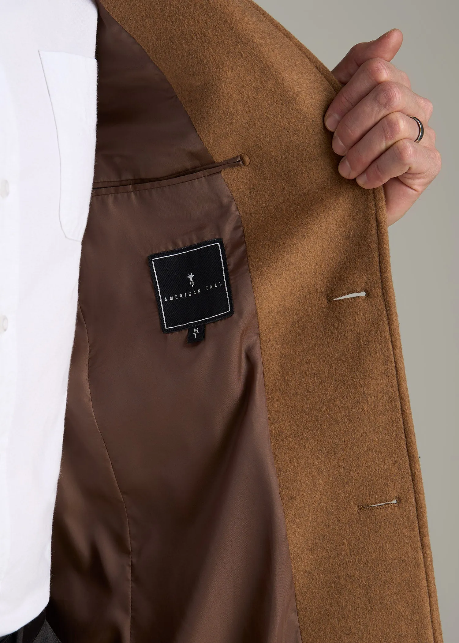 Wool Coat for Tall Men in Camel