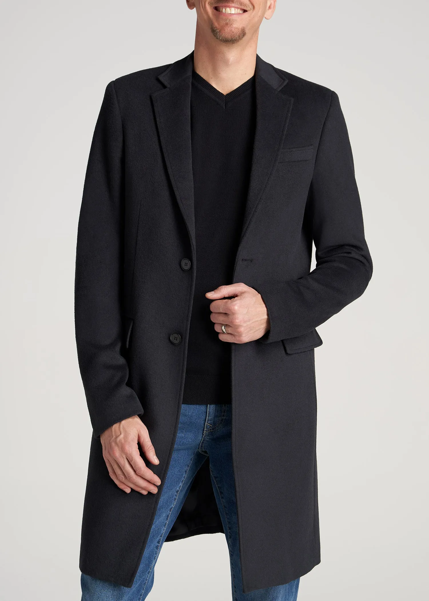 Wool Coat for Tall Men in Charcoal Mix